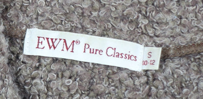 EWM Women’s Brown Collared Chunky Knit Wool Blend Cardigan Size S 10-12