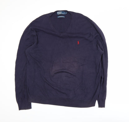 Ralph Lauren Men's Blue V-Neck Cotton Pullover Sweatshirt XL