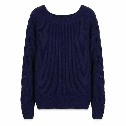 Aftershock London Women's Blue Cable-Knit Pullover Jumper Size S