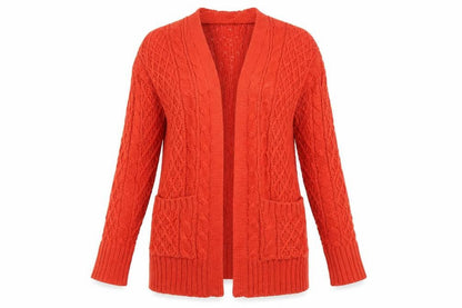 Next Women’s Orange Cable Knit Long Sleeve Open Cardigan XS