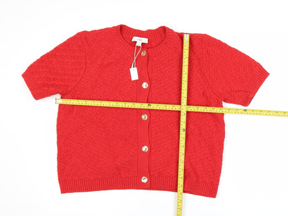 Marks and Spencer Women Red Short Sleeve Knit Cardigan L