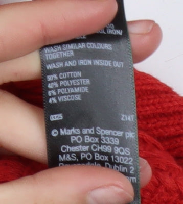 Marks and Spencer Women Red Short Sleeve Knit Cardigan L