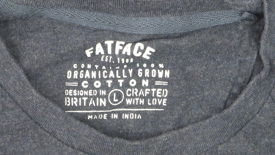 FatFace Mens Blue Long Sleeve Organic Cotton Shirt Size L