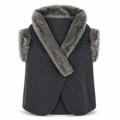 Womens UK Size 12/14 Izabel London Grey Cape Jumper