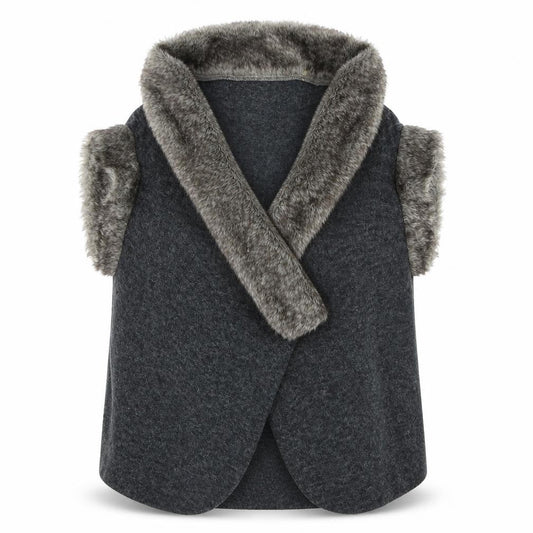 Womens UK Size 12/14 Izabel London Grey Cape Jumper