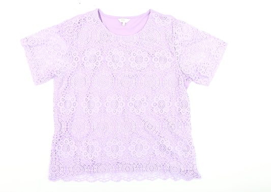 Womens UK Size 14 Cotton Traders Purple Basic T-Shirt