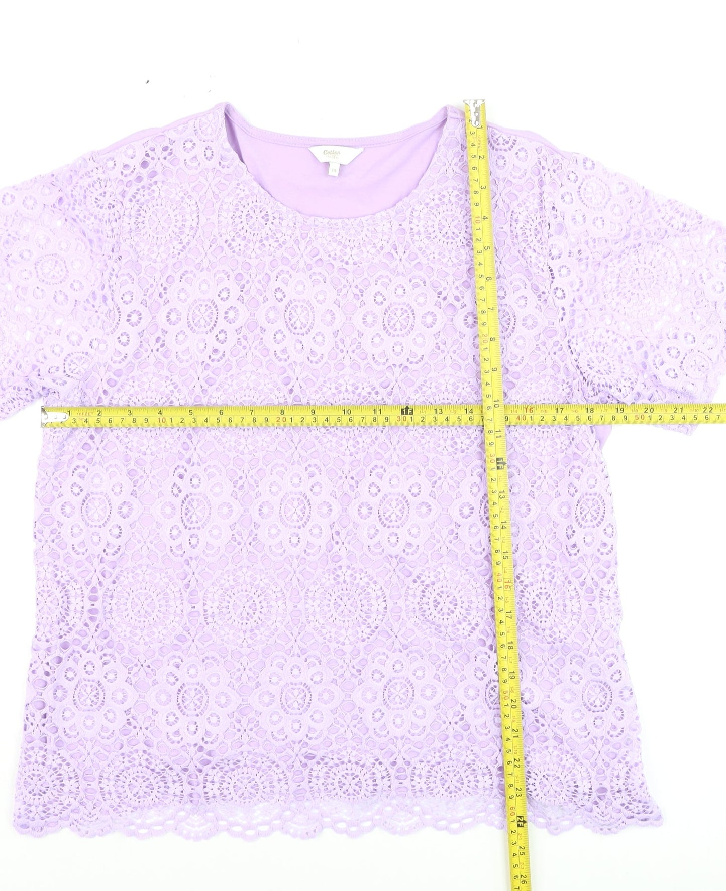 Womens UK Size 14 Cotton Traders Purple Basic T-Shirt