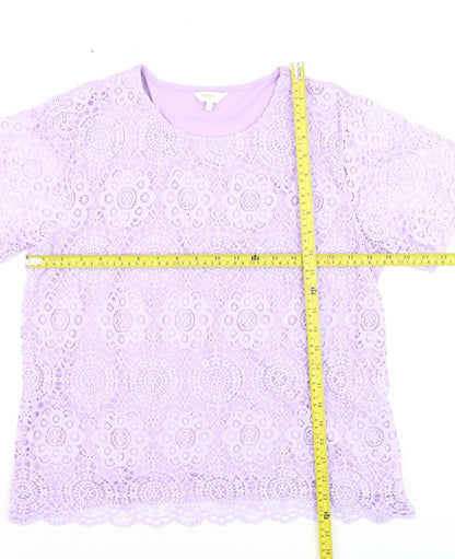 Womens UK Size 14 Cotton Traders Purple Basic T-Shirt