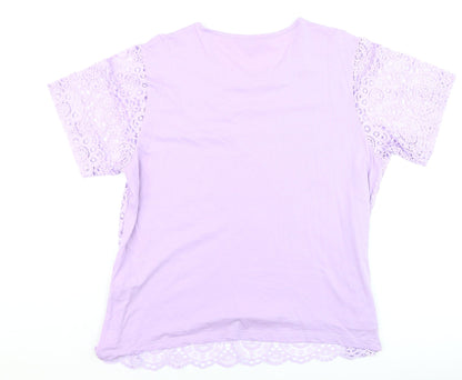 Womens UK Size 14 Cotton Traders Purple Basic T-Shirt