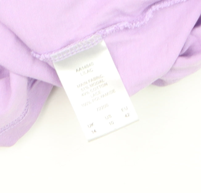 Womens UK Size 14 Cotton Traders Purple Basic T-Shirt