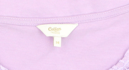 Womens UK Size 14 Cotton Traders Purple Basic T-Shirt