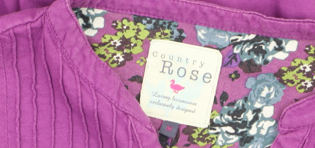 Womens UK Size M Country Rose Purple Tunic Blouse