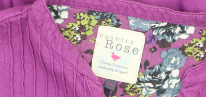 Womens UK Size M Country Rose Purple Tunic Blouse