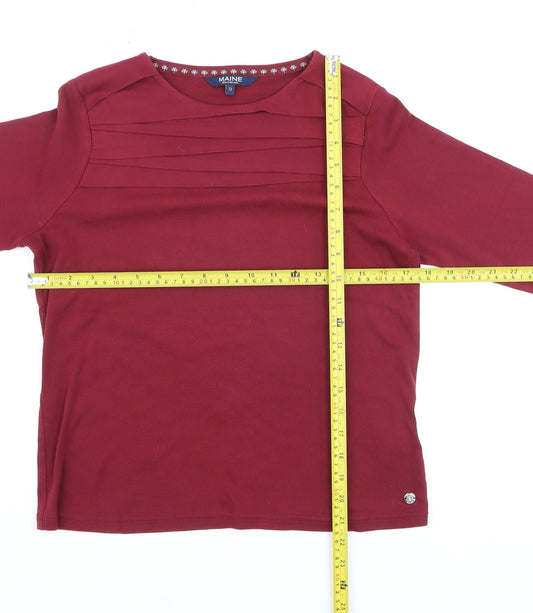 Womens UK Size 12 Maine New England Red Basic T-Shirt