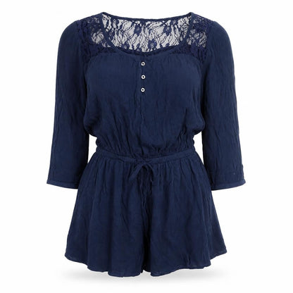 Abercrombie & Fitch Kids Girls Navy Blue Lace Playsuit Size L Long Sleeve Romper
