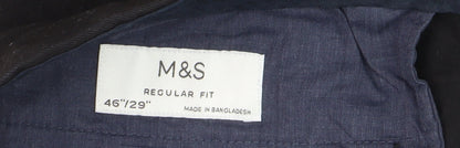 Mens UK Size 46 Marks and Spencer Regular Fit Chino Black Trousers