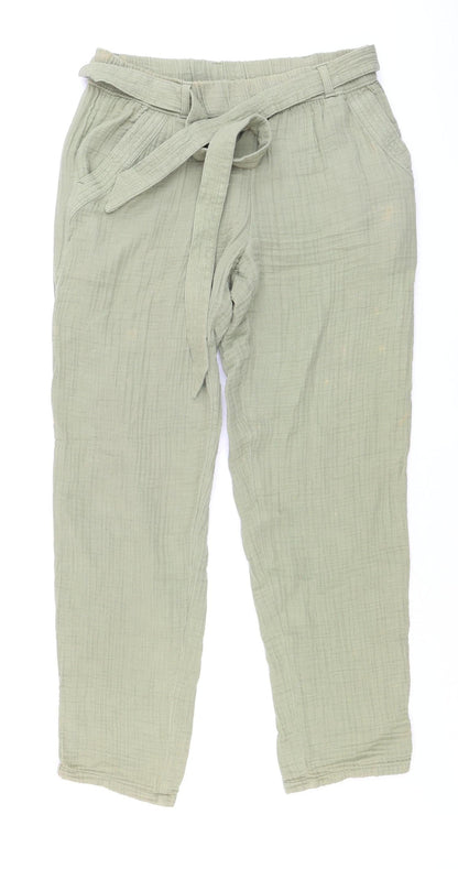 Womens UK Size 12 Marks and Spencer Regular Fit Paperbag Green Trousers
