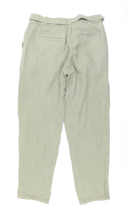 Womens UK Size 12 Marks and Spencer Regular Fit Paperbag Green Trousers