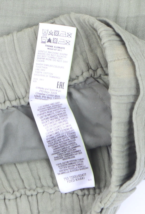 Womens UK Size 12 Marks and Spencer Regular Fit Paperbag Green Trousers