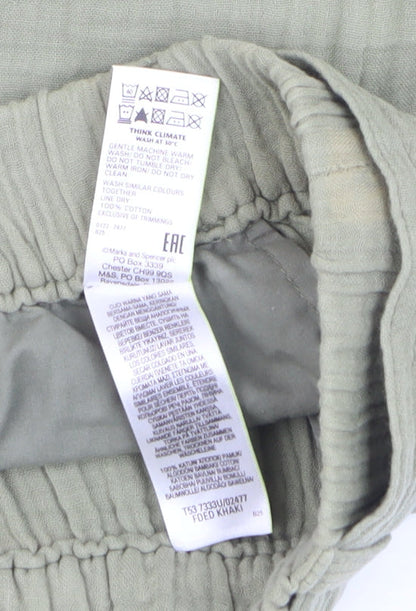 Womens UK Size 12 Marks and Spencer Regular Fit Paperbag Green Trousers