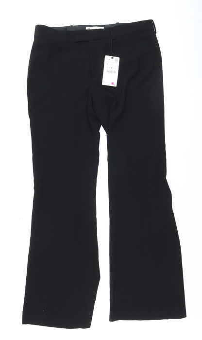 Womens UK Size L Zara Regular Fit Business Casual Formal Workwear Black Trousers