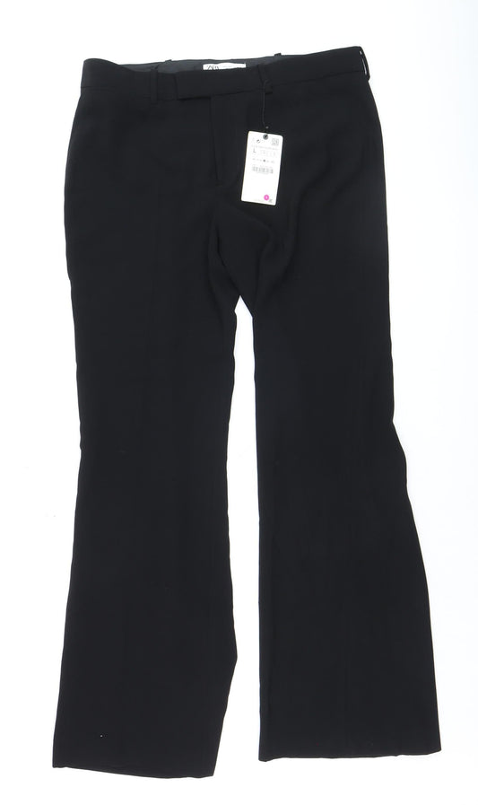 Womens UK Size L Zara Regular Fit Business Casual Formal Workwear Black Trousers