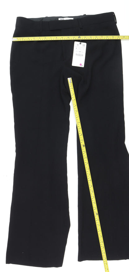 Womens UK Size L Zara Regular Fit Business Casual Formal Workwear Black Trousers
