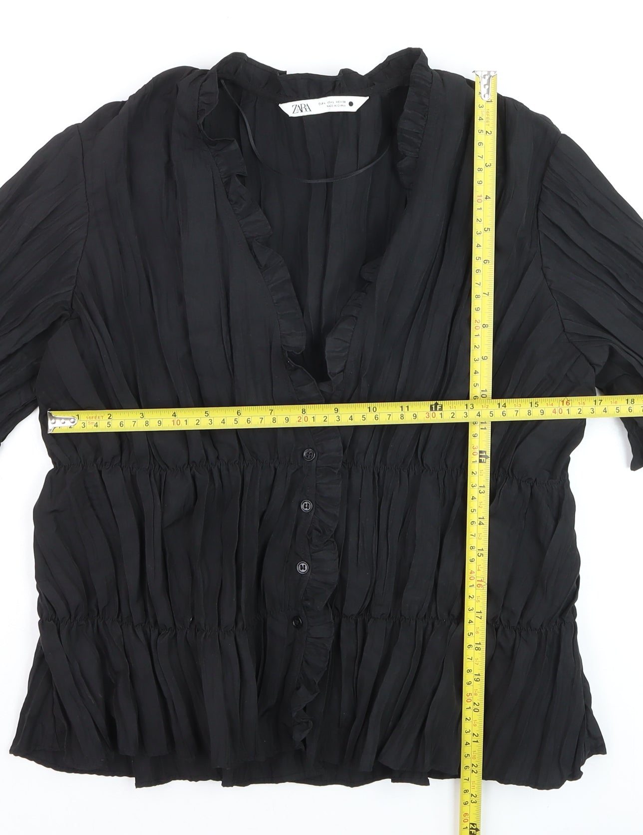 Womens UK Size L Zara Black Tunic Blouse