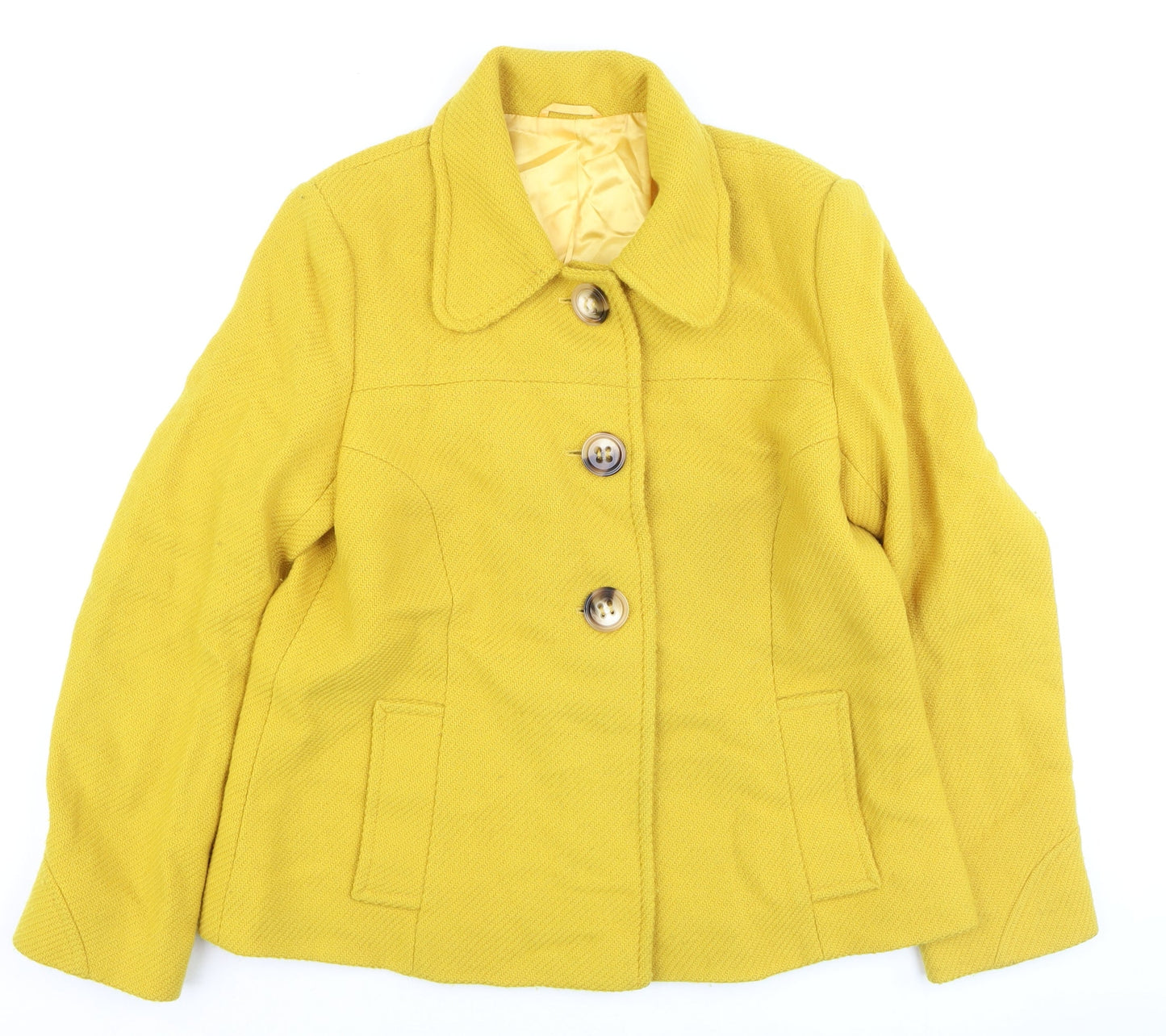 Womens UK Size 14 Hobbs Yellow Overcoat