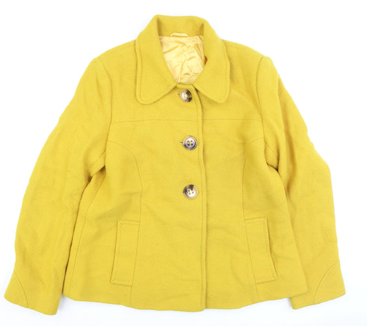 Womens UK Size 14 Hobbs Yellow Overcoat