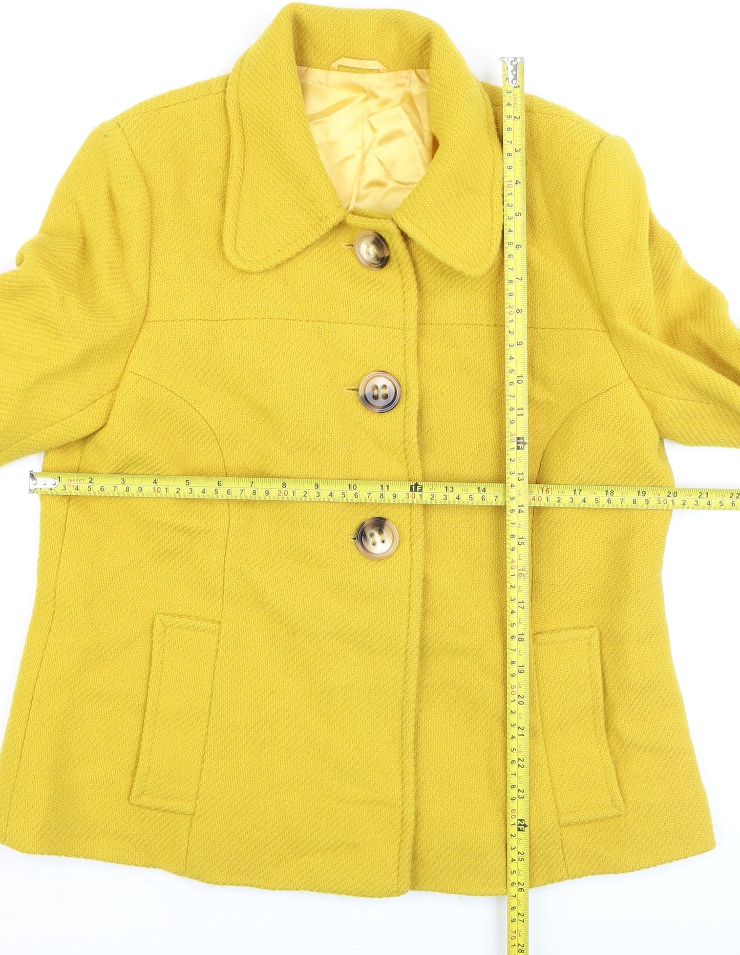 Womens UK Size 14 Hobbs Yellow Overcoat