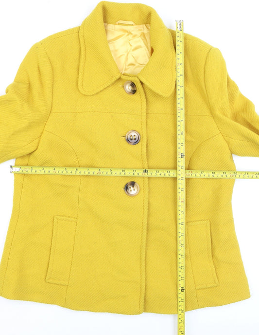 Womens UK Size 14 Hobbs Yellow Overcoat
