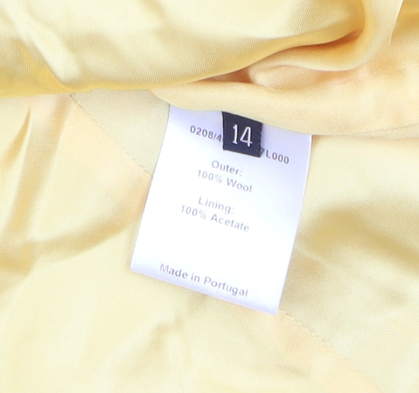 Womens UK Size 14 Hobbs Yellow Overcoat