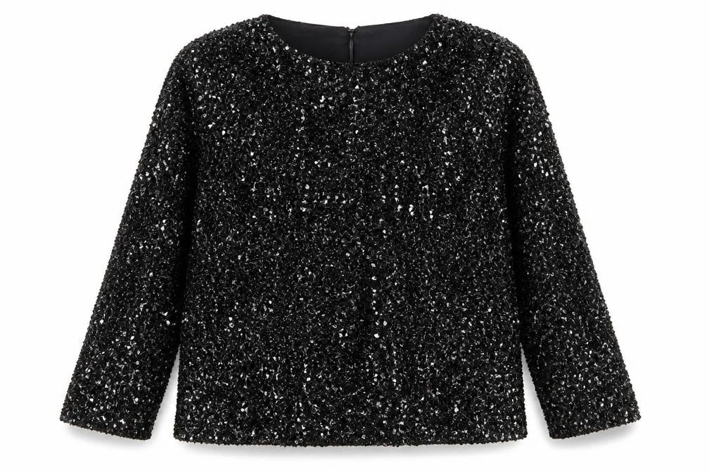 Marks & Spencer Women’s Black Sequin Blouse Size 16 Party Top