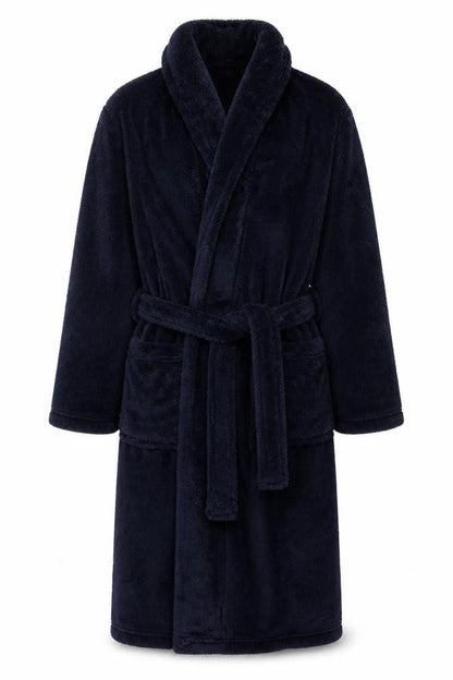 Marks and Spencer Men's Navy Blue Fleece Robe Medium Belted Soft Warm