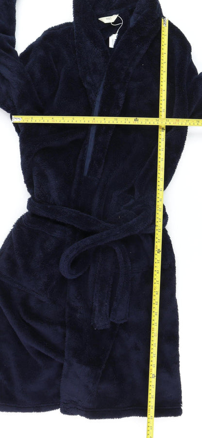 Marks and Spencer Men's Navy Blue Fleece Robe Medium Belted Soft Warm