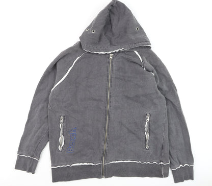 Bench Men's Grey Full Zip Hoodie Size L Cotton Fleece