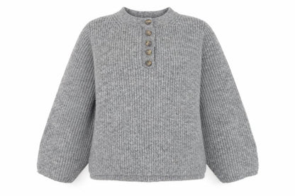 Zara Women Grey Wool Blend Henley Jumper Size S