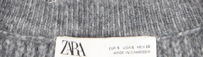 Zara Women Grey Wool Blend Henley Jumper Size S