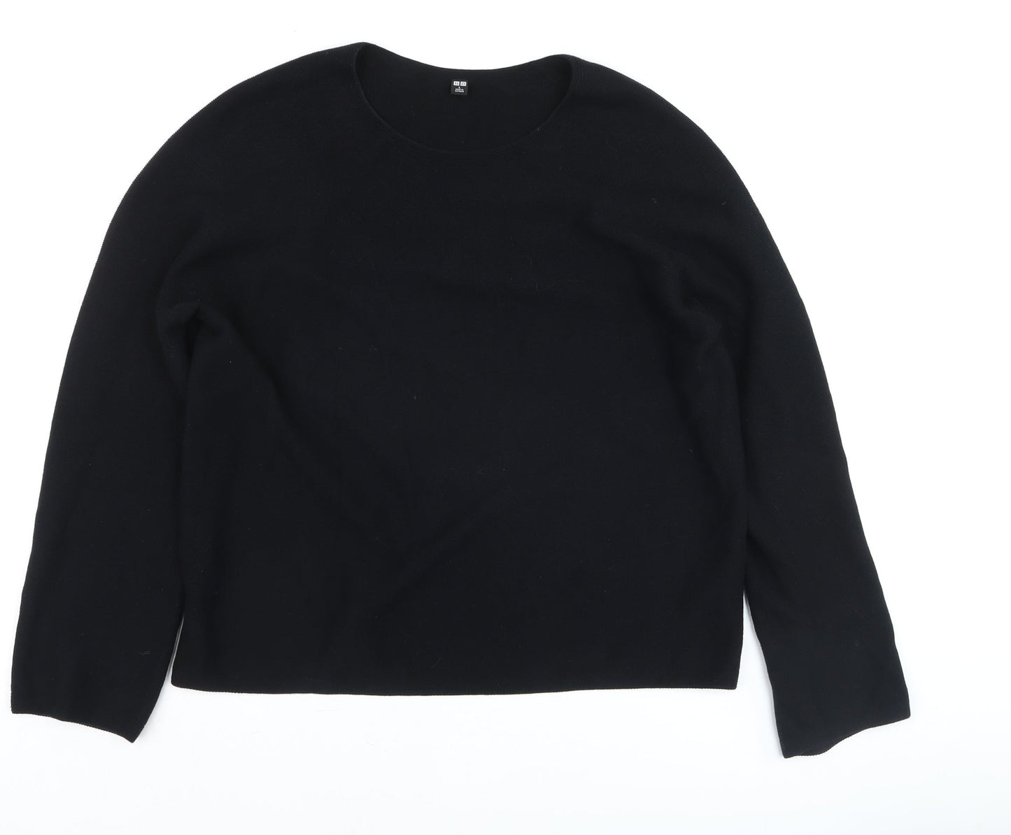 Uniqlo Women Black L Crew Neck Long Sleeve Cotton Pullover Jumper