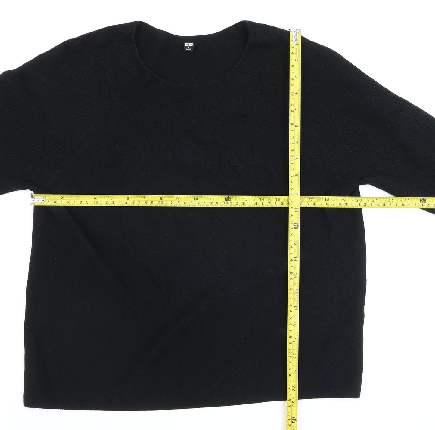 Uniqlo Women Black L Crew Neck Long Sleeve Cotton Pullover Jumper