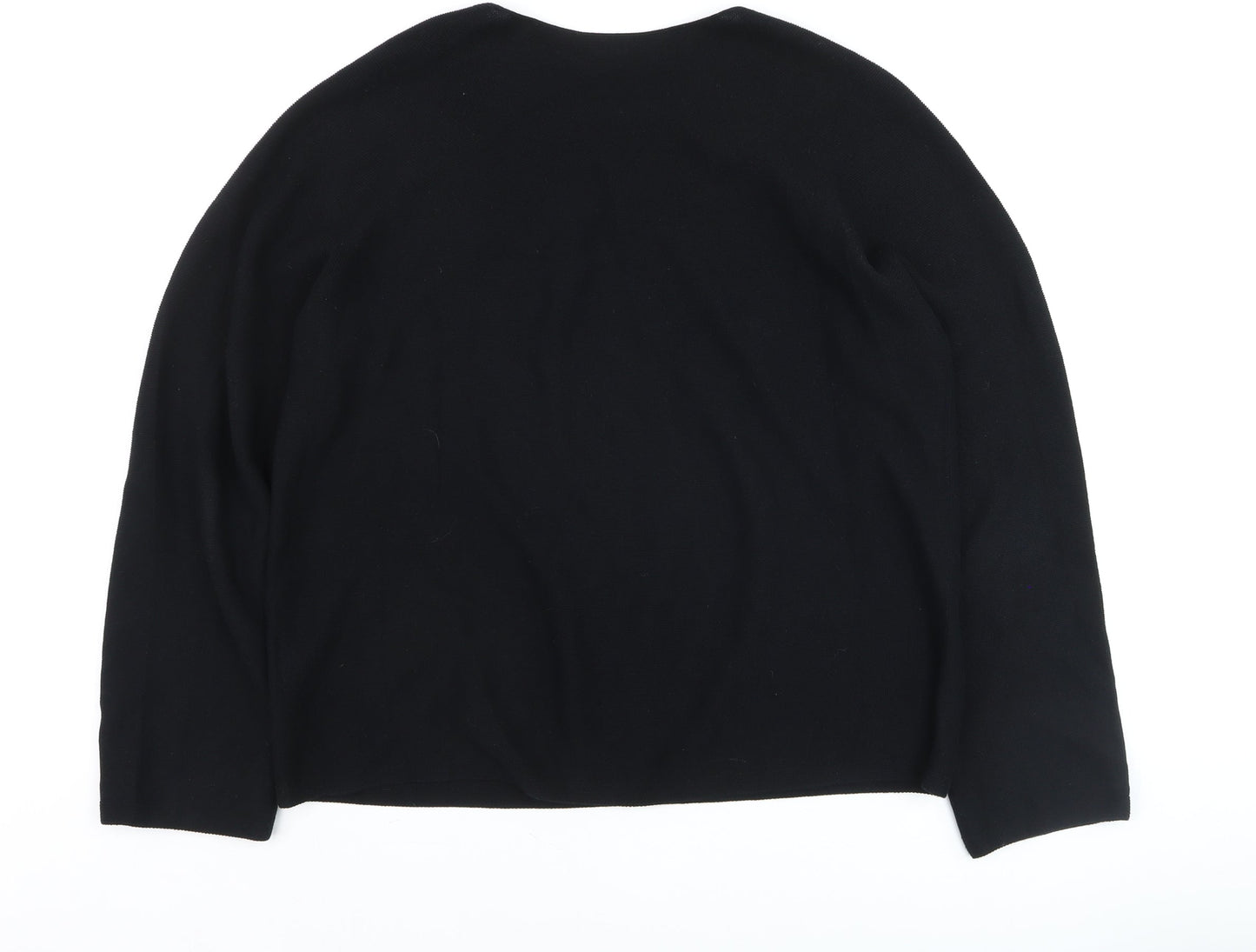 Uniqlo Women Black L Crew Neck Long Sleeve Cotton Pullover Jumper