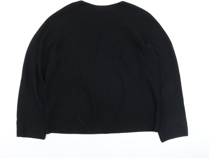 Uniqlo Women Black L Crew Neck Long Sleeve Cotton Pullover Jumper