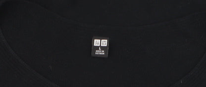 Uniqlo Women Black L Crew Neck Long Sleeve Cotton Pullover Jumper