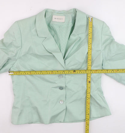 Minuet Women’s Mint Green Blazer UK 12 3/4 Sleeve Classic Formal Jacket