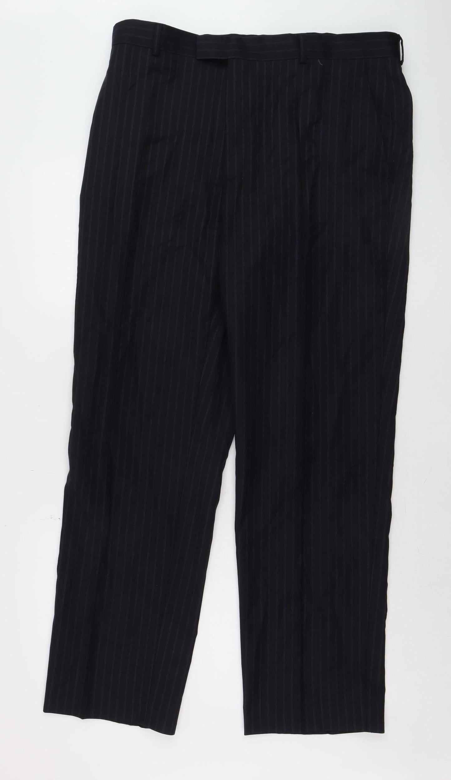 Mens UK Size 38R Austin Reed Regular Fit Dress Pants Black Trousers