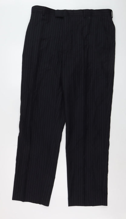 Mens UK Size 38R Austin Reed Regular Fit Dress Pants Black Trousers