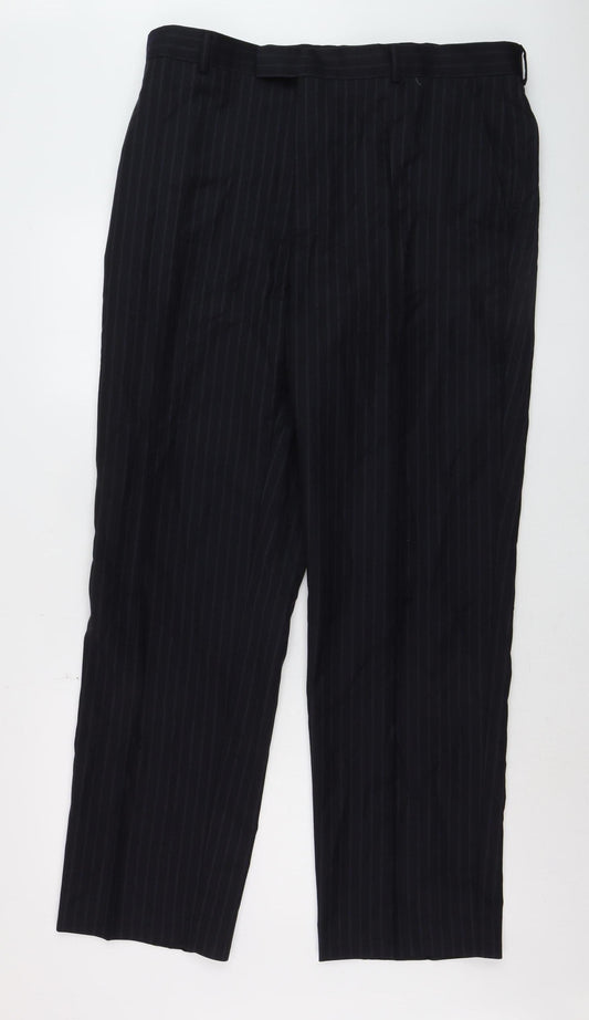 Mens UK Size 38R Austin Reed Regular Fit Dress Pants Black Trousers
