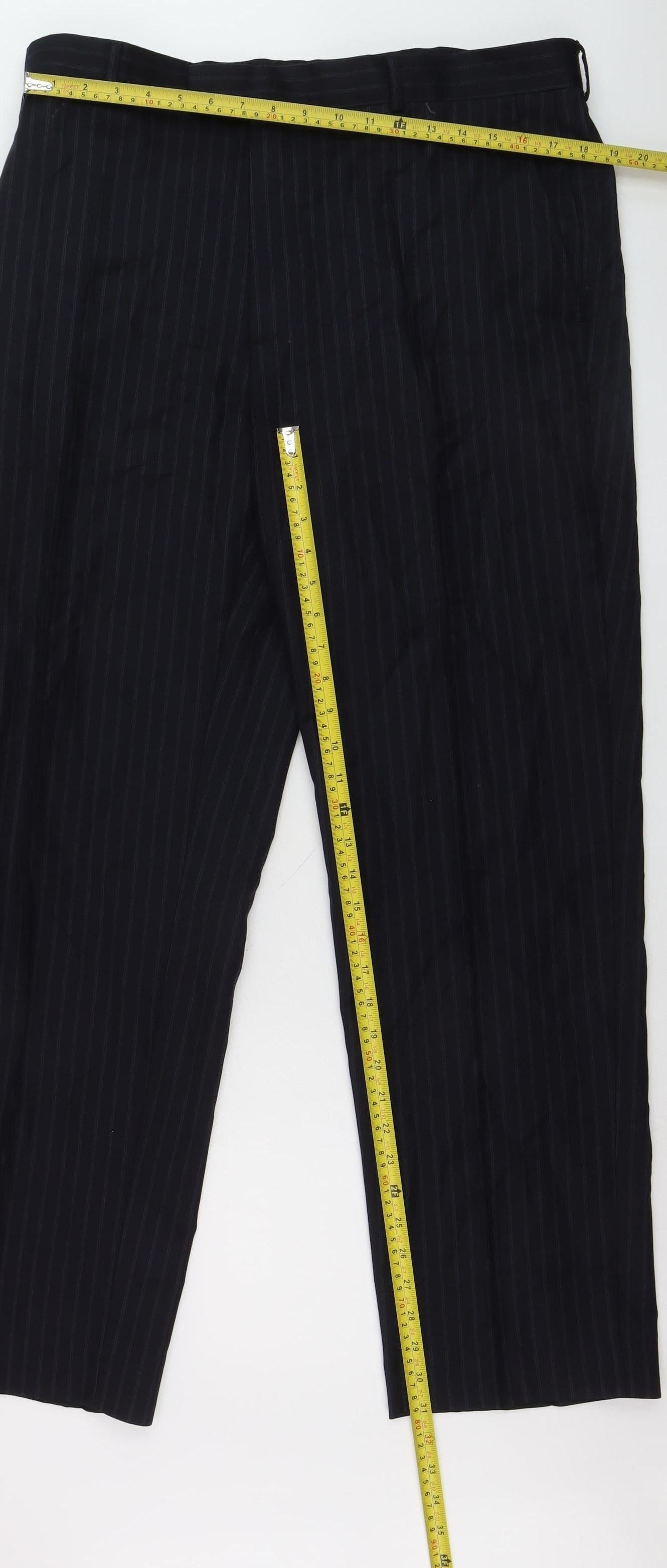 Mens UK Size 38R Austin Reed Regular Fit Dress Pants Black Trousers