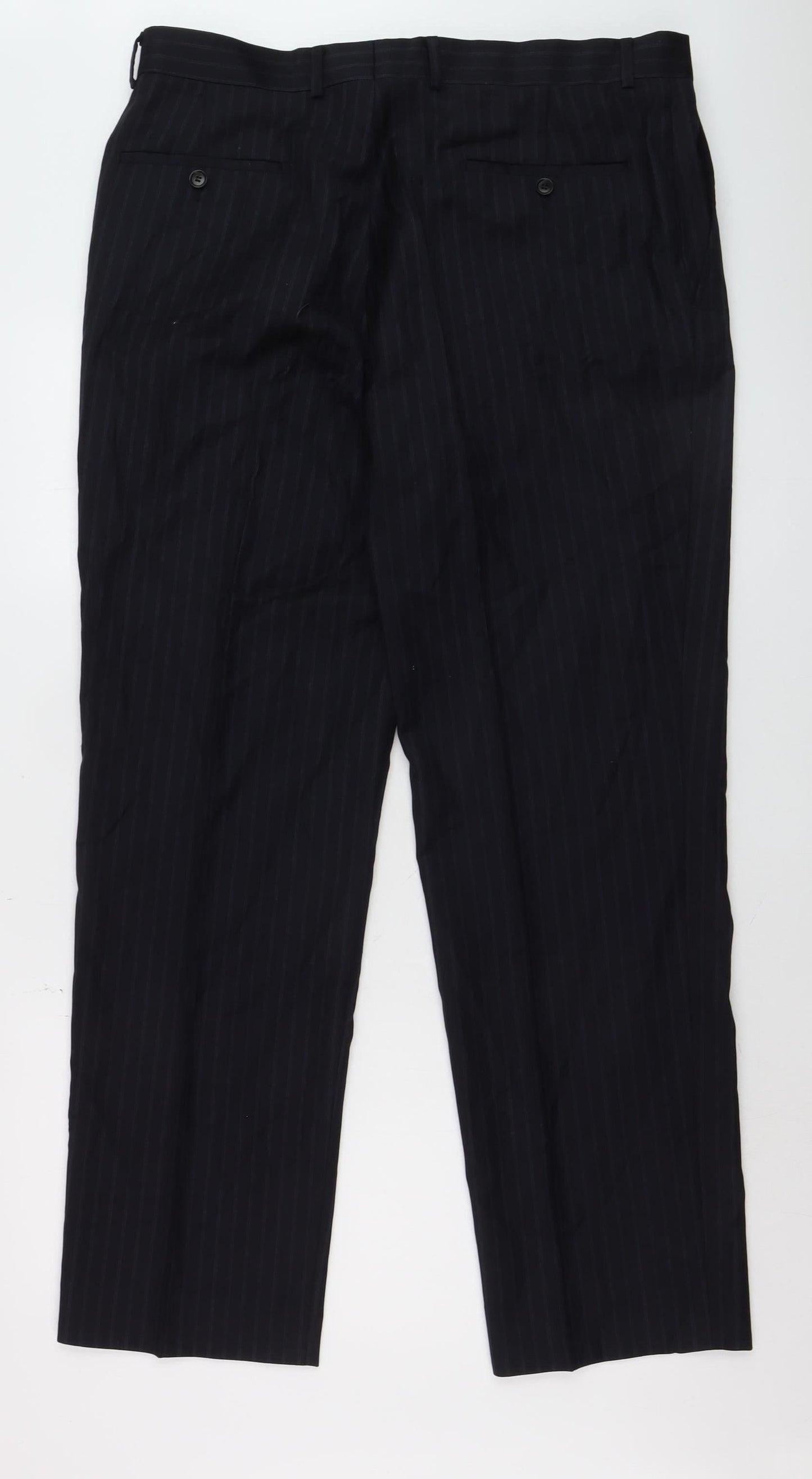 Mens UK Size 38R Austin Reed Regular Fit Dress Pants Black Trousers